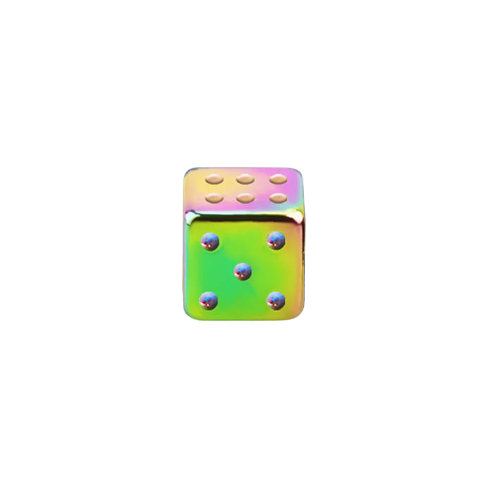 Rainbow 14g Externally Threaded Dice 4mm / anodized surgical steel / Rainbow Externally Threaded