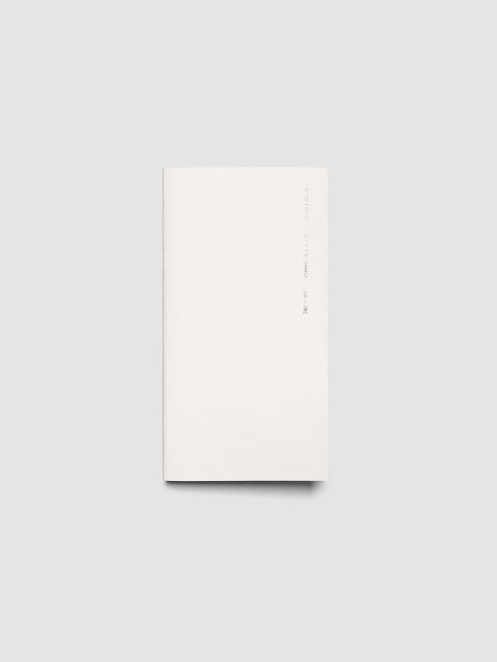 Closed Jul–Dec 2027 Dated Travel Notebook in A5 Slim size, showing the off-white cover with silver foil text