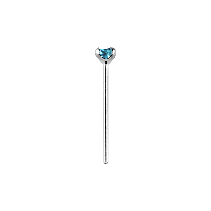 Sterling Silver Aquamarine Claw Nose Stud Sterling Silver / 2mm / Aquamarine Nose Stud