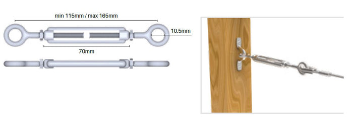 Eye to eye turnbuckle M5 Stainless Steel 316 - Image 2