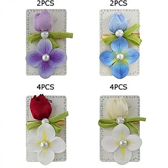 Floral Hair Clips Set | Cute Flower & Ribbon Alligator Hair Pins for Girls and Women (TK-1114K)