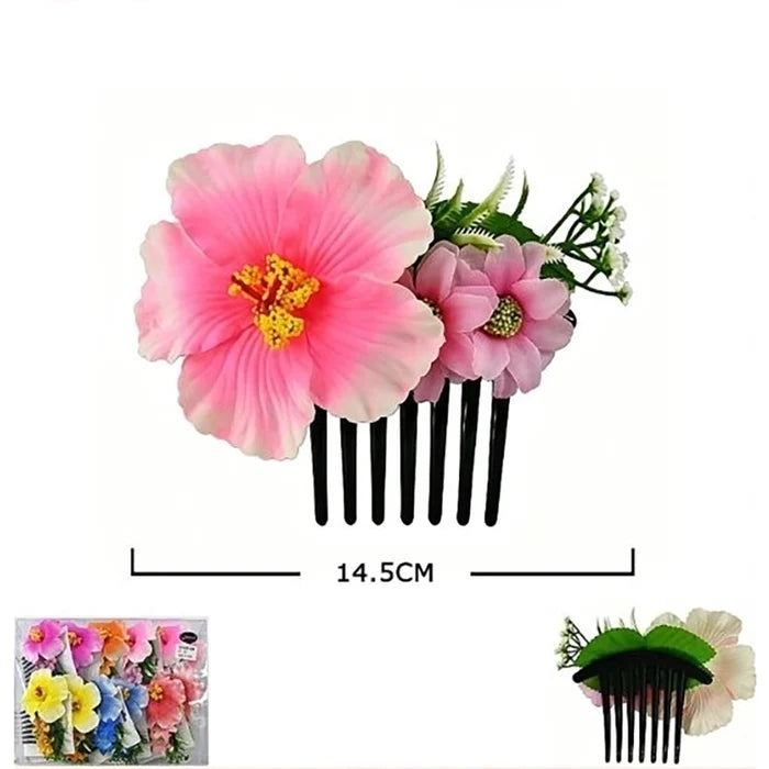 Hibiscus Flower Hair Comb Accessory - Tropical Floral Headpiece (HCF-1062M)