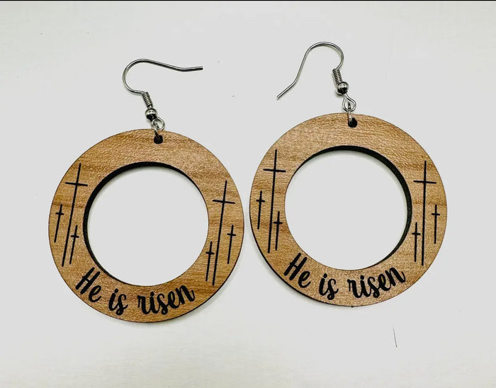 Jewelry - Round He Is Risen Earrings, Tan