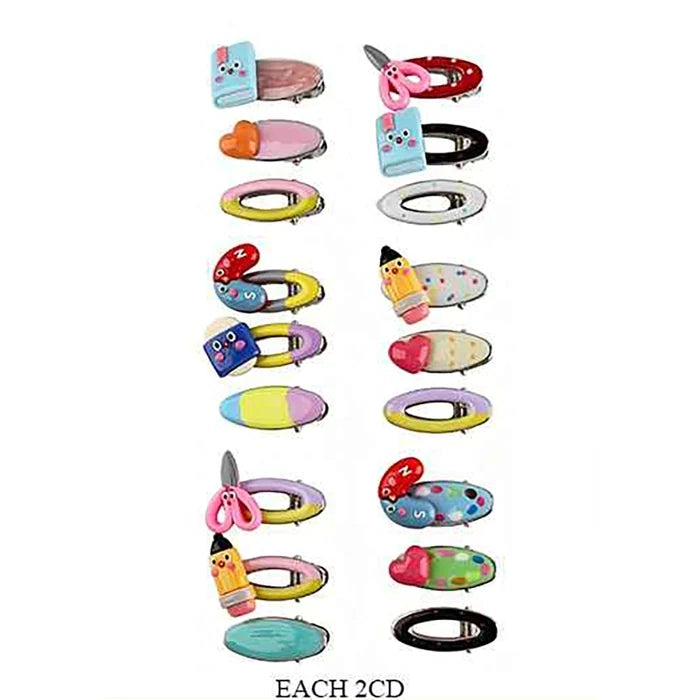 Kids' Stationery-Themed Hair Clip Set – Cute School Supplies Design Hair Accessories (IKHP-031)