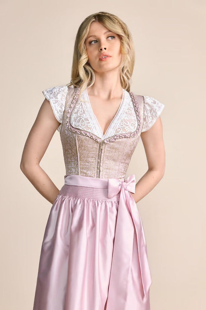 Kruger Midi Dirndl 2pcs. 60cm "Bruni" pink (size 32)