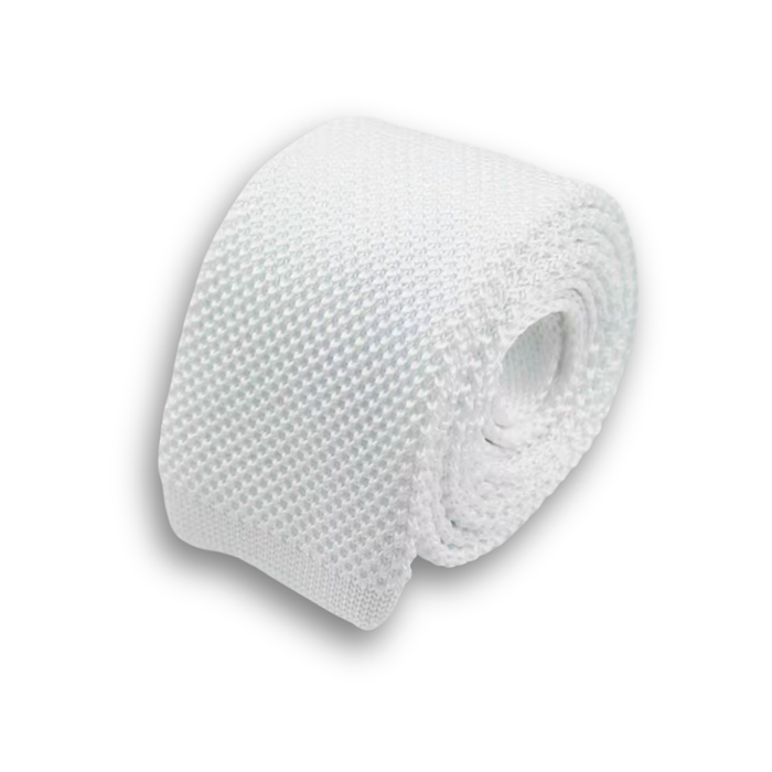 Men's White Knitted Competition Tie