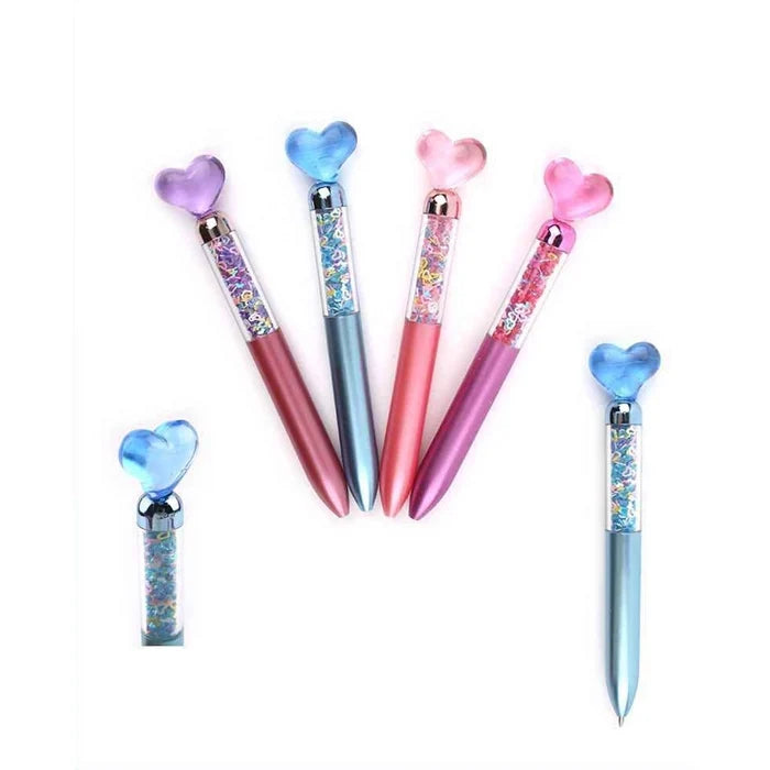Romantic Heart-Topped Glitter Pens - 48pc Display Set (ANV-1380)