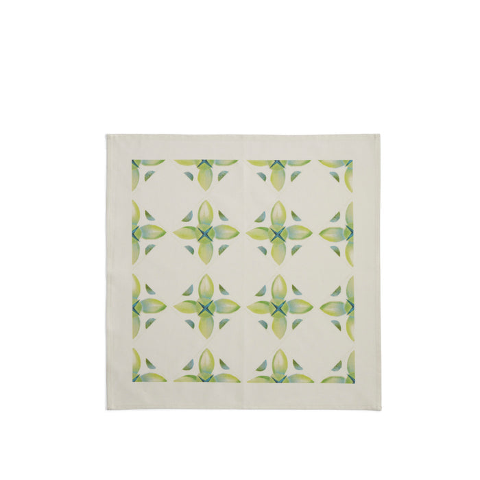 Stencil and Spray Painted Linen Napkin in Avocado