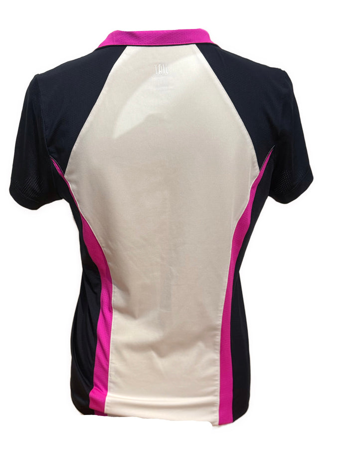 Tail White Label Navy, White & Hot Pink Colorblock Polo Size S