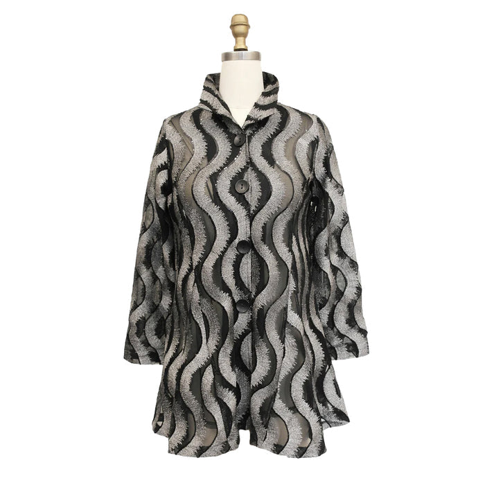 Wave Textured Mesh Jacket in Silver - 2461-SLV