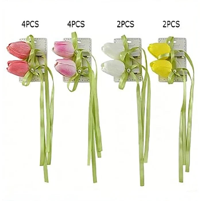 12pc Floral Alligator Hairpins Pack, Cute Spring Hair Accessories for Women and Girls, Pastel Pink, White, Yellow (HP-29151S)