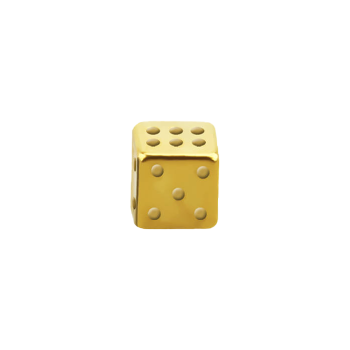 Gold 14g Externally Threaded Dice 4mm / anodized surgical steel / Gold Externally Threaded