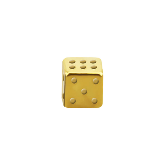 Gold 14g Externally Threaded Dice 4mm / anodized surgical steel / Gold Externally Threaded
