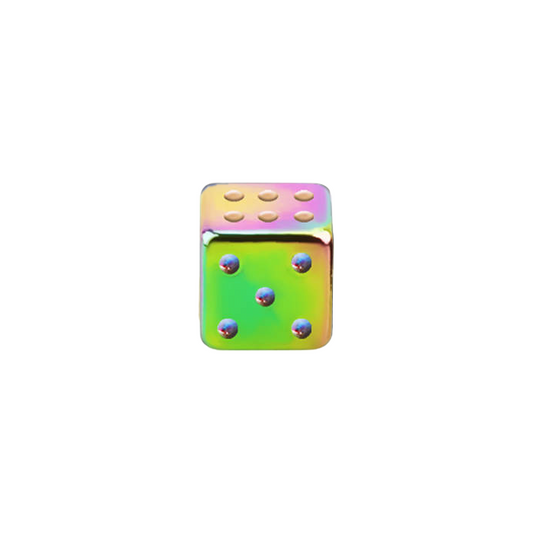 Rainbow 14g Externally Threaded Dice 4mm / anodized surgical steel / Rainbow Externally Threaded