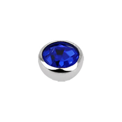 16g 3mm Flat Jewel Externally Threaded Ball 3mm / Sapphire Externally Threaded