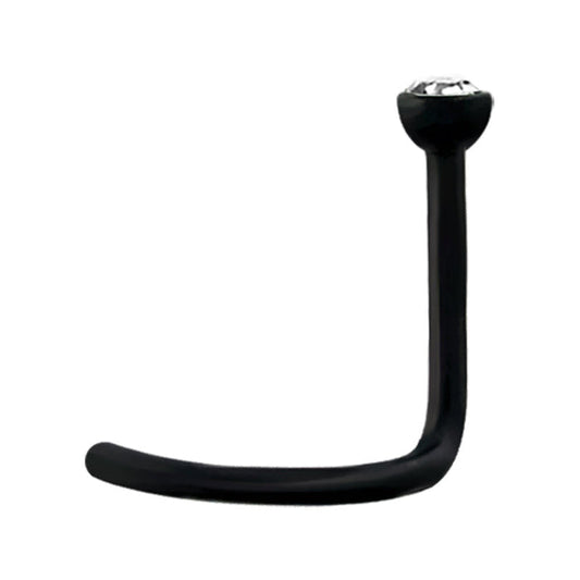 Black 20g Anodized Surgical Steel Nose Screw Surgical Steel / Black / Cubic Zirconia Nose Screw