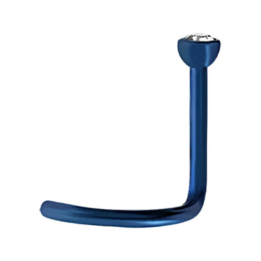 Blue 20g Anodized Surgical Steel Nose Screw Surgical Steel / Blue / Cubic Zirconia Nose Screw