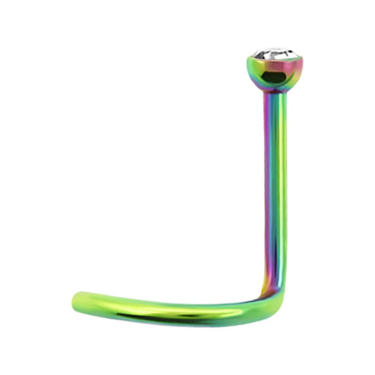 Rainbow 20g Anodized Surgical Steel Nose Screw Surgical Steel / Rainbow / Cubic Zirconia Nose Screw