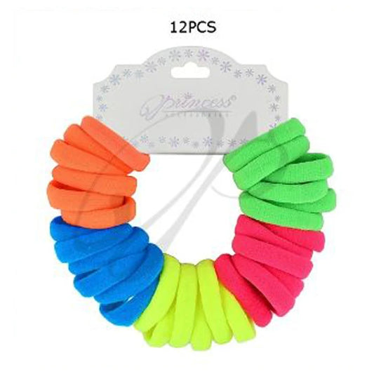 30pc Neon Hair Elastics Set – 2.6cm Seamless Snag-Free Ponytail Holders for Girls and Women (RB-32002NE)