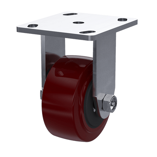 Render of 4" x 2" Polyurethane Rigid Caster, 3/4 view