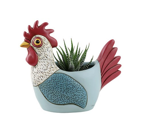 Allen Designs Planter - Rooster - Light Blue