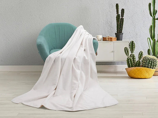 Arctic Fleece Lined Sublimation Microfiber Blanket(Khaki/White, 127*152cm/50inchx 60inch)