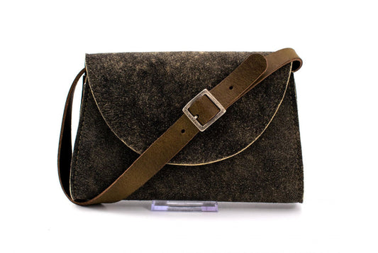 Austrian Brown Deerskin Envelope Clutch Purse with Adjustable Utility Leather Strap