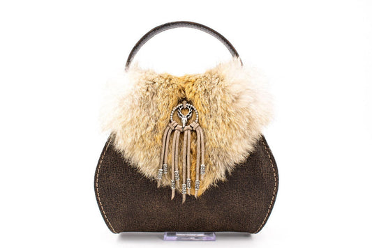 Austrian Forest Green Leather Envelope Purse with Premium Fox Fur & Stag Emblem
