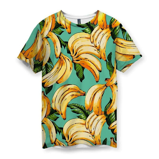 An energetic tapestry of stylized bananas pops against a vivid aquamarine teal backdrop. Contact us with accessibility feedback, we'd love to help!