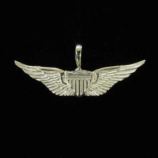 Basic Aviation Wings Charm  1 1/4" Yellow Gold