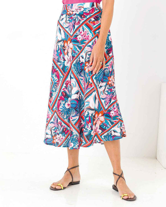 Belle Floral Bias Cut Lined Viscose Mix Skirt - The Classic Boutique