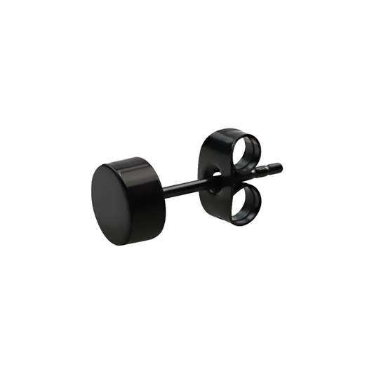 Black Surgical Steel Fake Plug Earring 6mm / PVD Plated Surgical Steel / Black