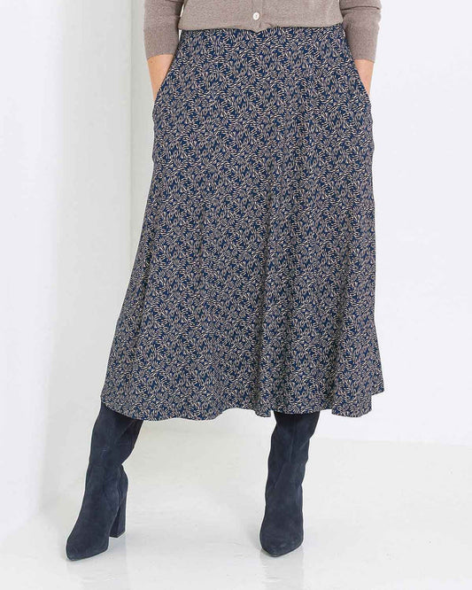 Brianna Patterned Viscose A Line Lined Skirt - The Classic Boutique