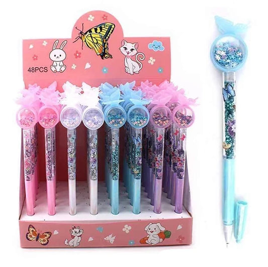Butterfly Glitter Liquid Shaker Pens (48-Piece Set) (ANV-1514)