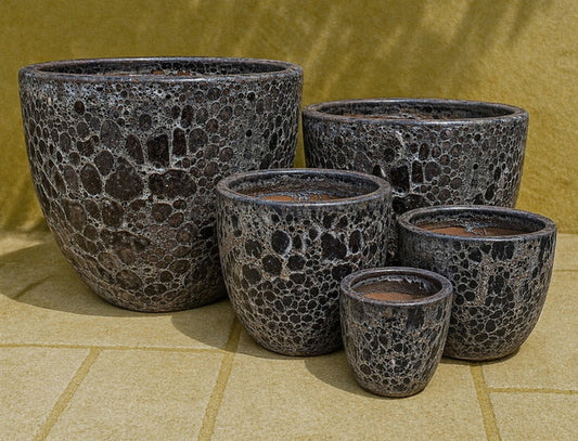 Ceramic Tall Egg Pot - Bubble Black