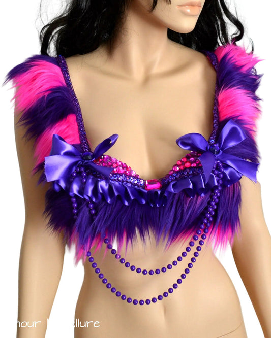 Cheshire Cat Inspired Fur Dance Rave Bra
