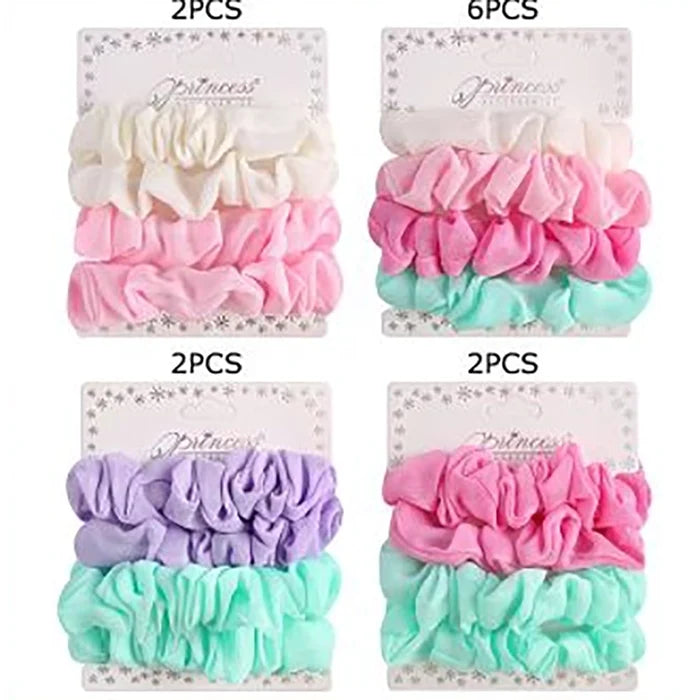 Chiffon Ruffled Scrunchies Set for Girls & Women – Elastic Hair Ties, Soft No-Crease Ponytail Holders, Cute Pastel Hair Accessories (HS-50261S)