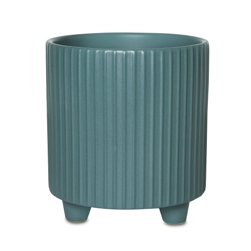 Conner Footed Cover Pot - Island Teal