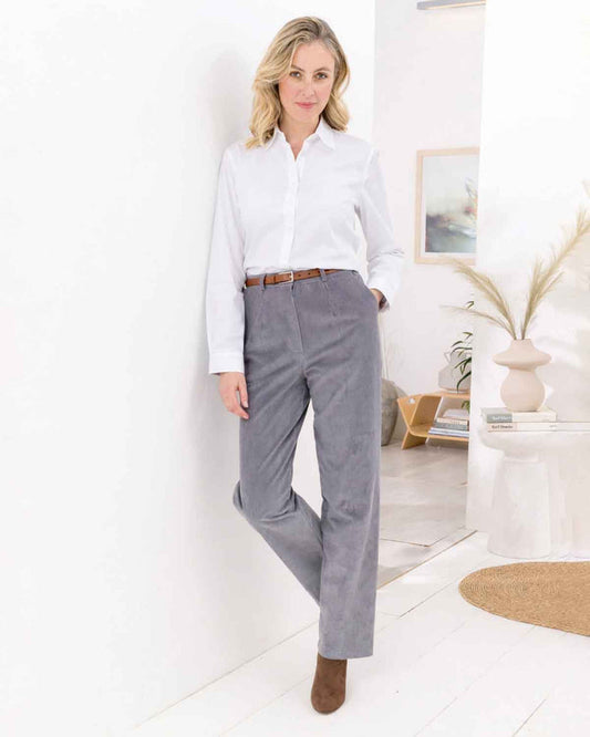 Corduroy Trousers  Ladies - Steel Grey - The Classic Boutique