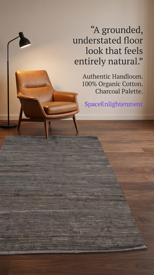 Cotton Rug - Charcoal Colour MEDIUM Indian Handloom