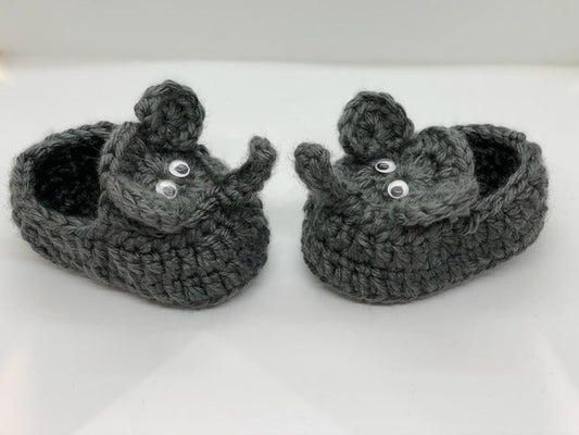 Crochet Iron Grey Elephant Baby Booties