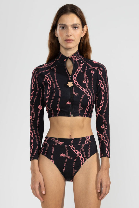 Crop Top Bikini Chain Gang Black - Polonio Uruguay