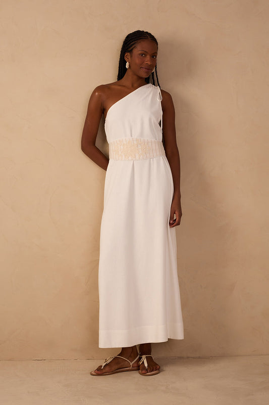 CROPPED LINEN EMBROIDERED YOKE DRESS_1
