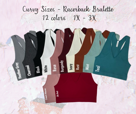 Curvy Ribbed Cropped Racerback Tank Top bralette Brami by Zenana 54014X