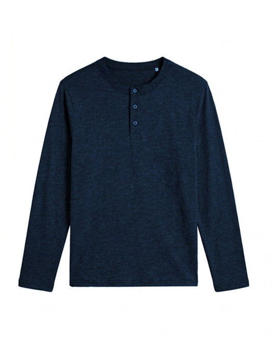 Custom Men Henley Full Sleeve - Solid Color - Personalized Top