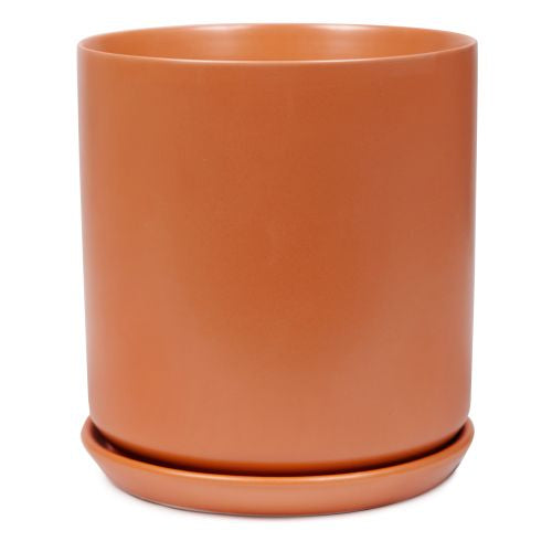 Cylinder Pot with Saucer - Terracotta