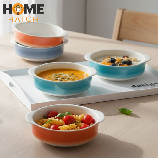 DANNY HOME 6-Piece Ceramic Bowl Set – Multicolor Soup & Snack Bowls | Premium Serveware