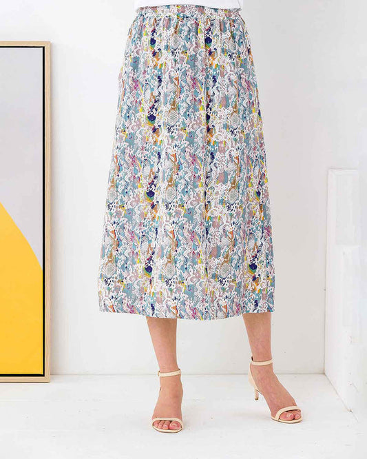 Darina Viscose Patterned Pull on Skirt - Image 1 - The Classic Boutique