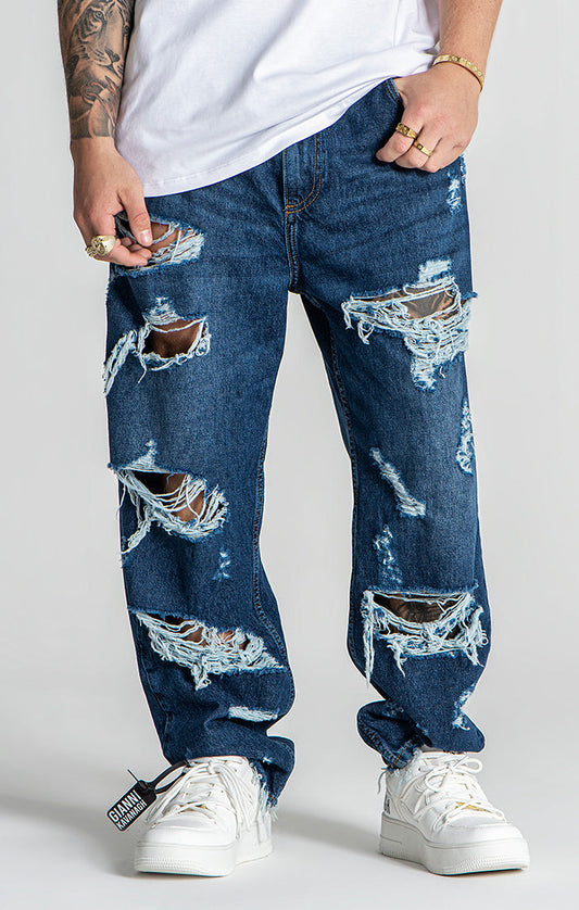 Dark Blue Echo Balloon Ripped Jeans