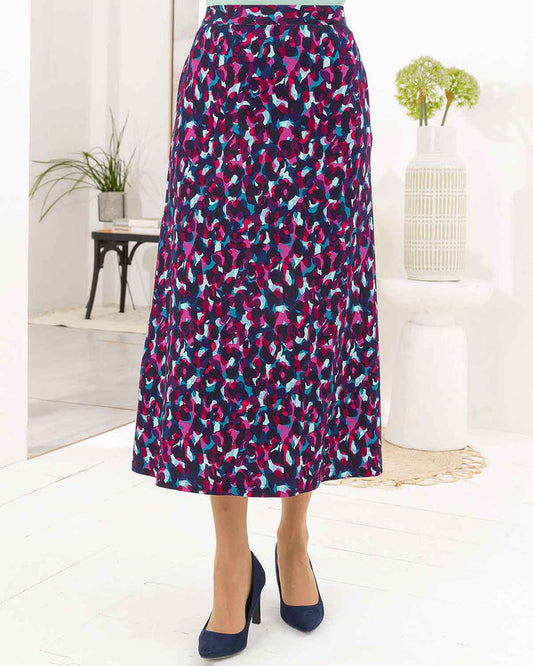 Darlene Patterned Viscose Pull On Skirt - Image 1 - The Classic Boutique